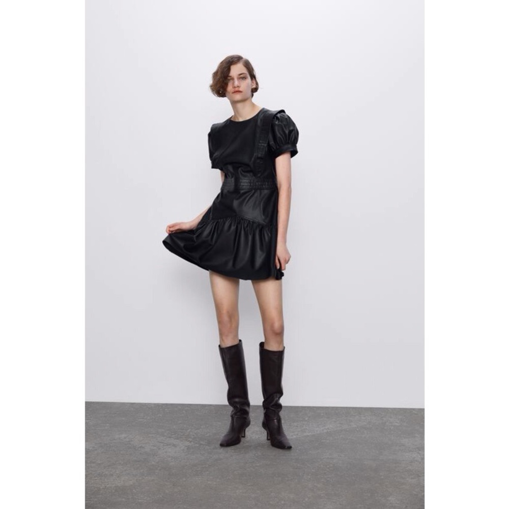 NWT Zara Faux Leather Black Dress